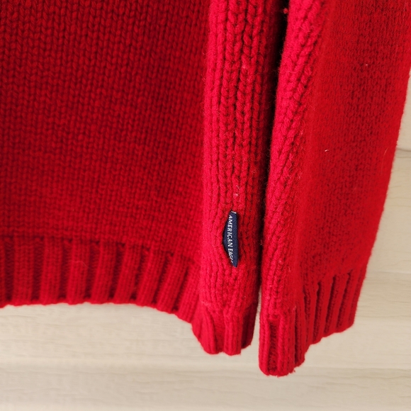 Vintage American Eagle red wool sweater fair isle - Picture 4 of 10